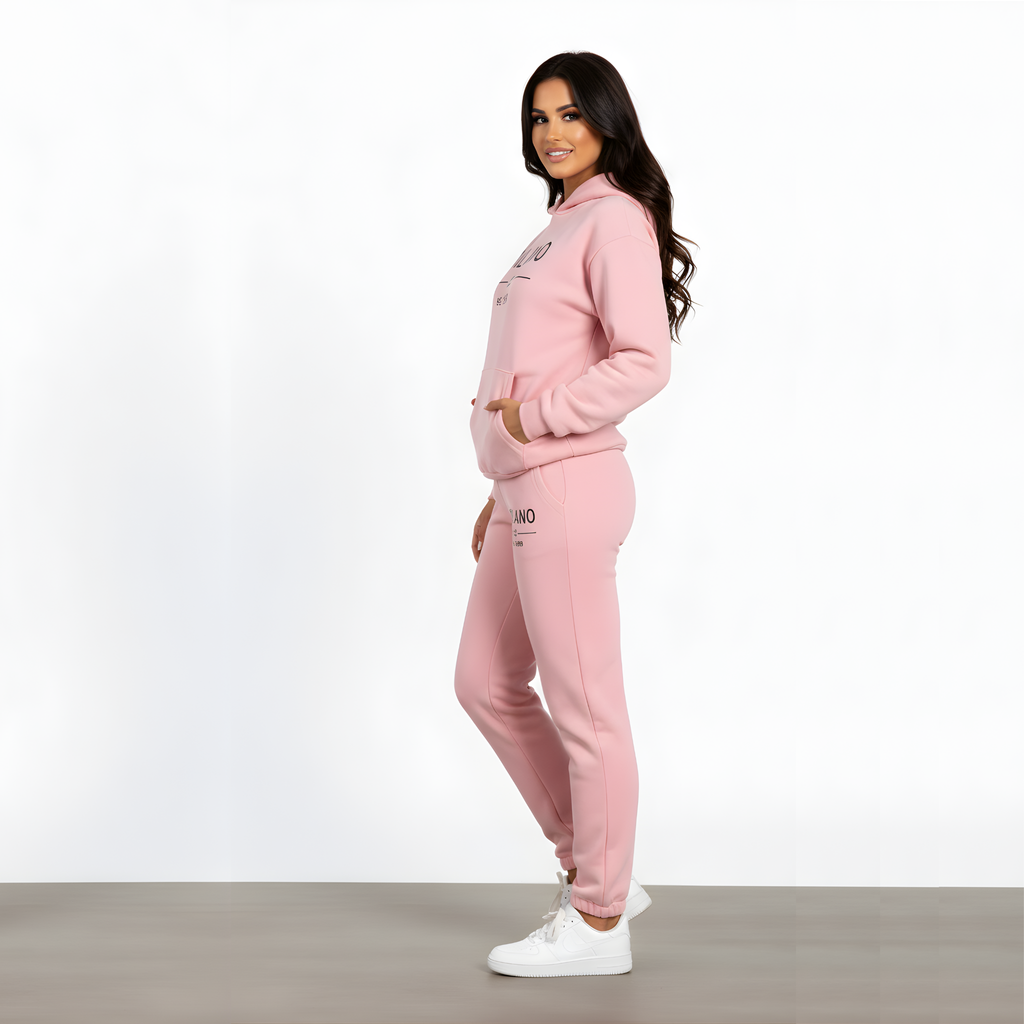 Milano Est. 1990 Women's Pink Sweat Suit - Cozy Hoodie & Joggers Set