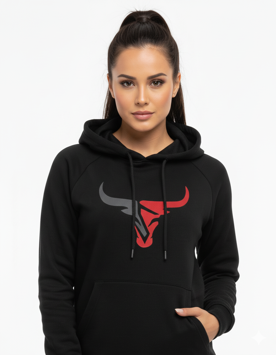 Raging Bull" Power Hoodie - Gym & Athleisure Black hoodie with Bull Head Logo