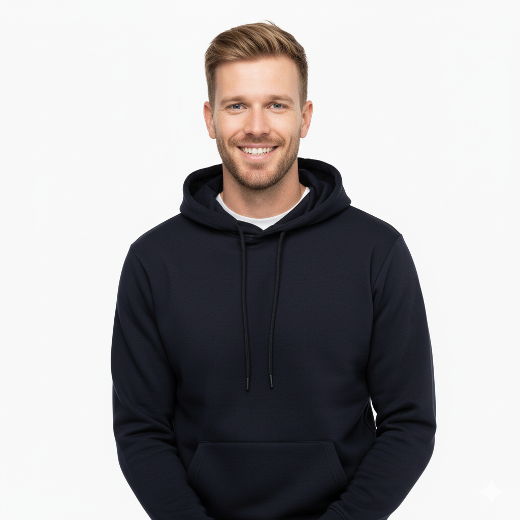 Men's Classic Navy Blue Fleece Tracksuit - Hoodie & Joggers Set