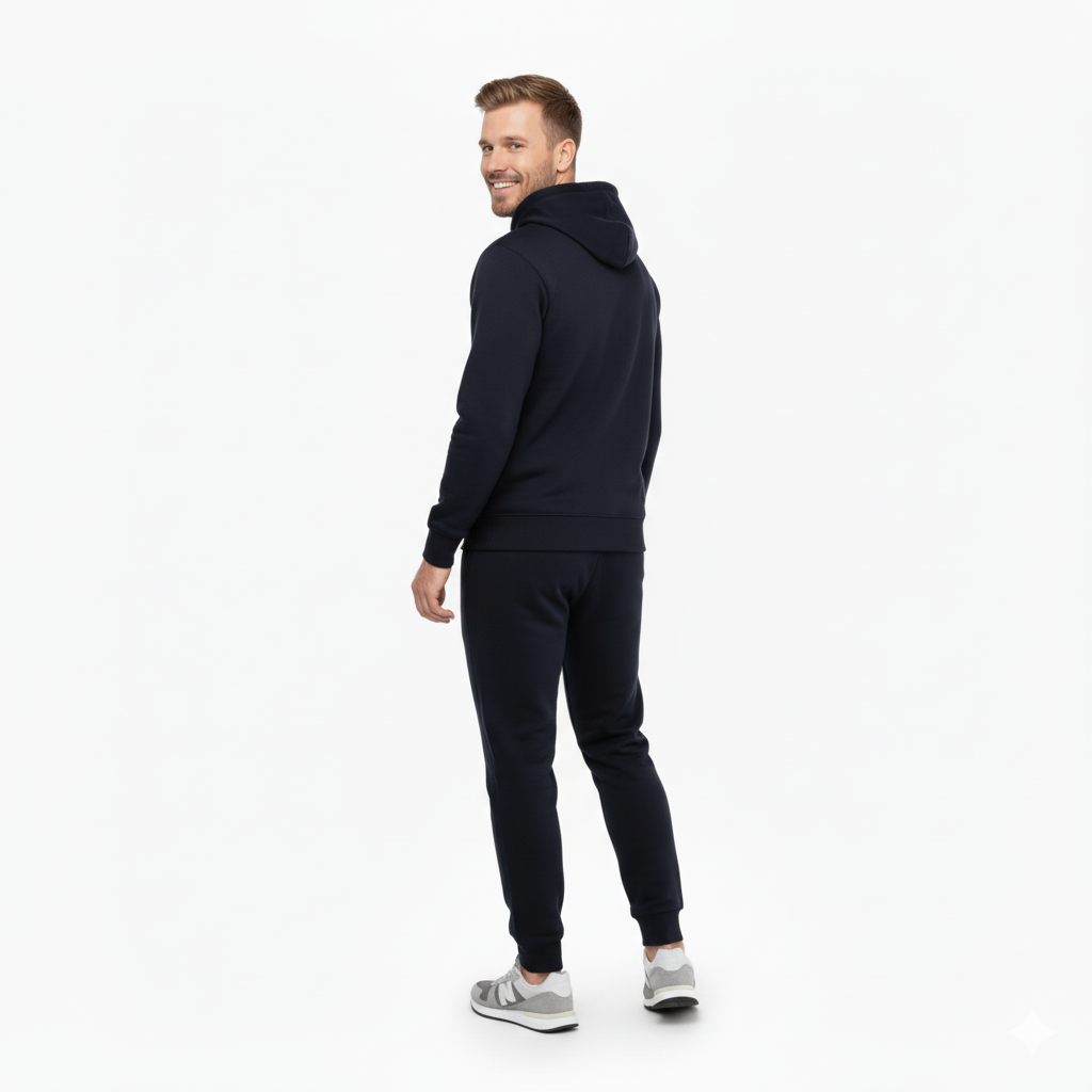 Men's Classic Navy Blue Fleece Tracksuit - Hoodie & Joggers Set