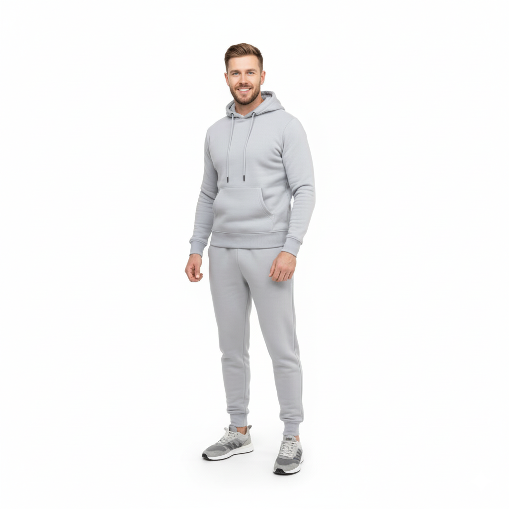 Men's Ultimate Comfort Grey Fleece Tracksuit - Hoodie & Joggers Set