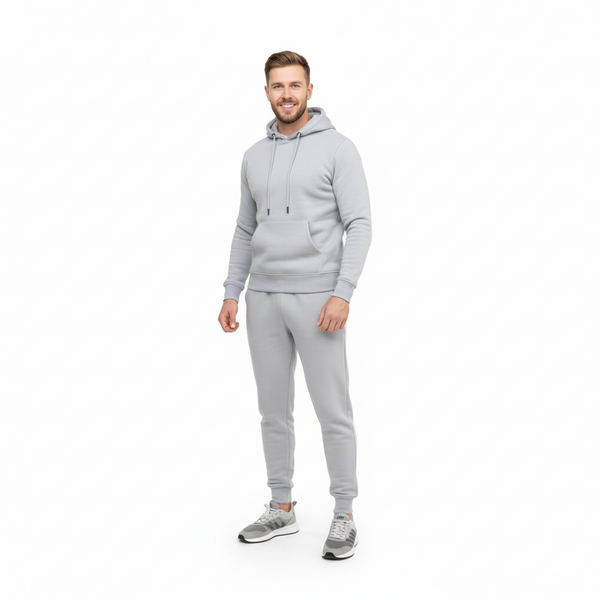 Men's Ultimate Comfort Grey Fleece Tracksuit - Hoodie & Joggers Set