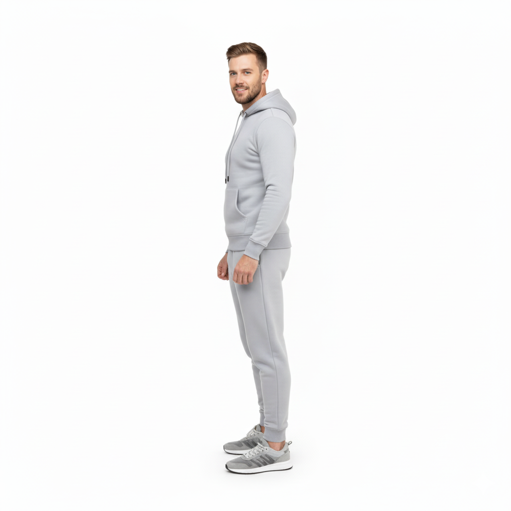 Men's Ultimate Comfort Grey Fleece Tracksuit - Hoodie & Joggers Set