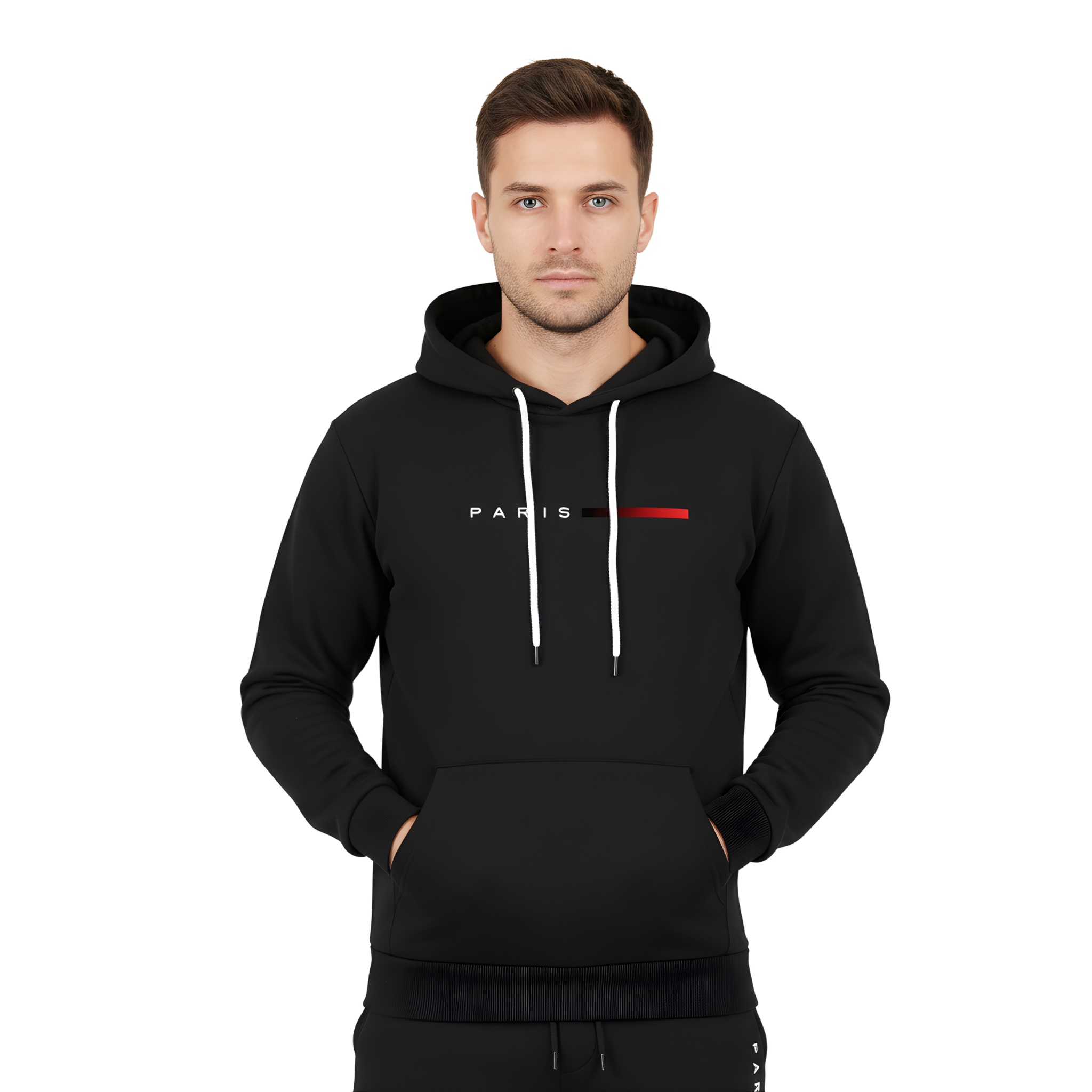Minimalist "PARIS" Hoodie & Jogger Set | Black Streetwear Collection