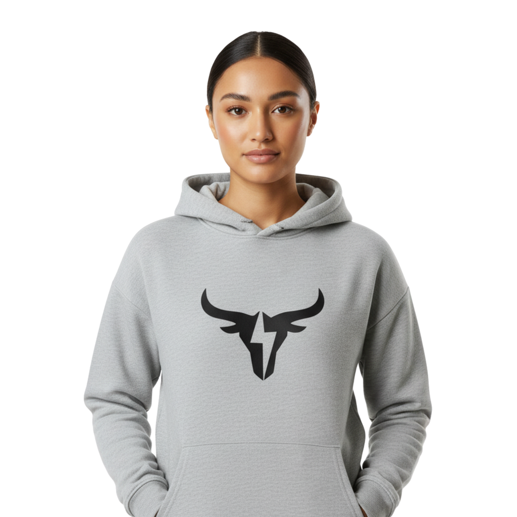 The Fierce Bull Logo Women's Hoodie (Gray)