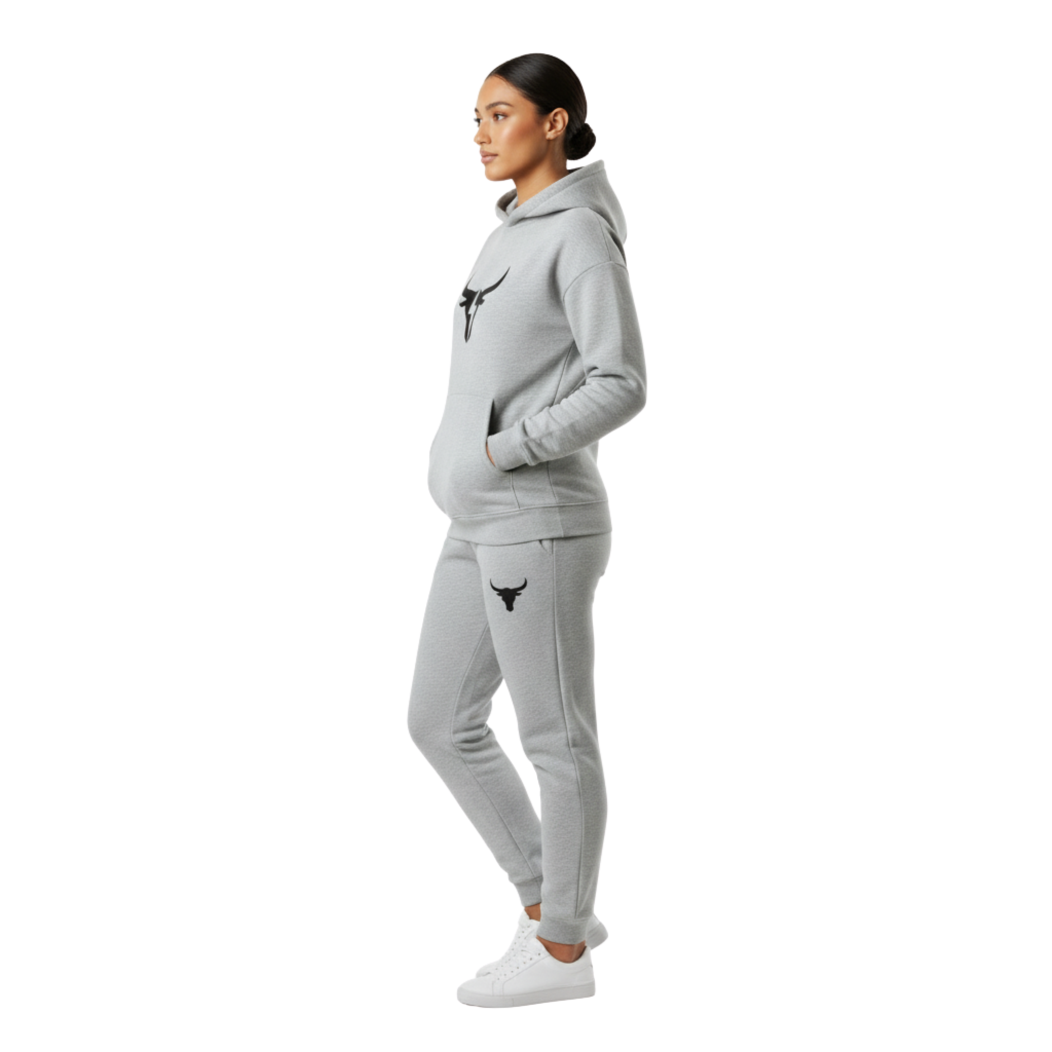 The Fierce Bull Logo Women's Hoodie (Gray)