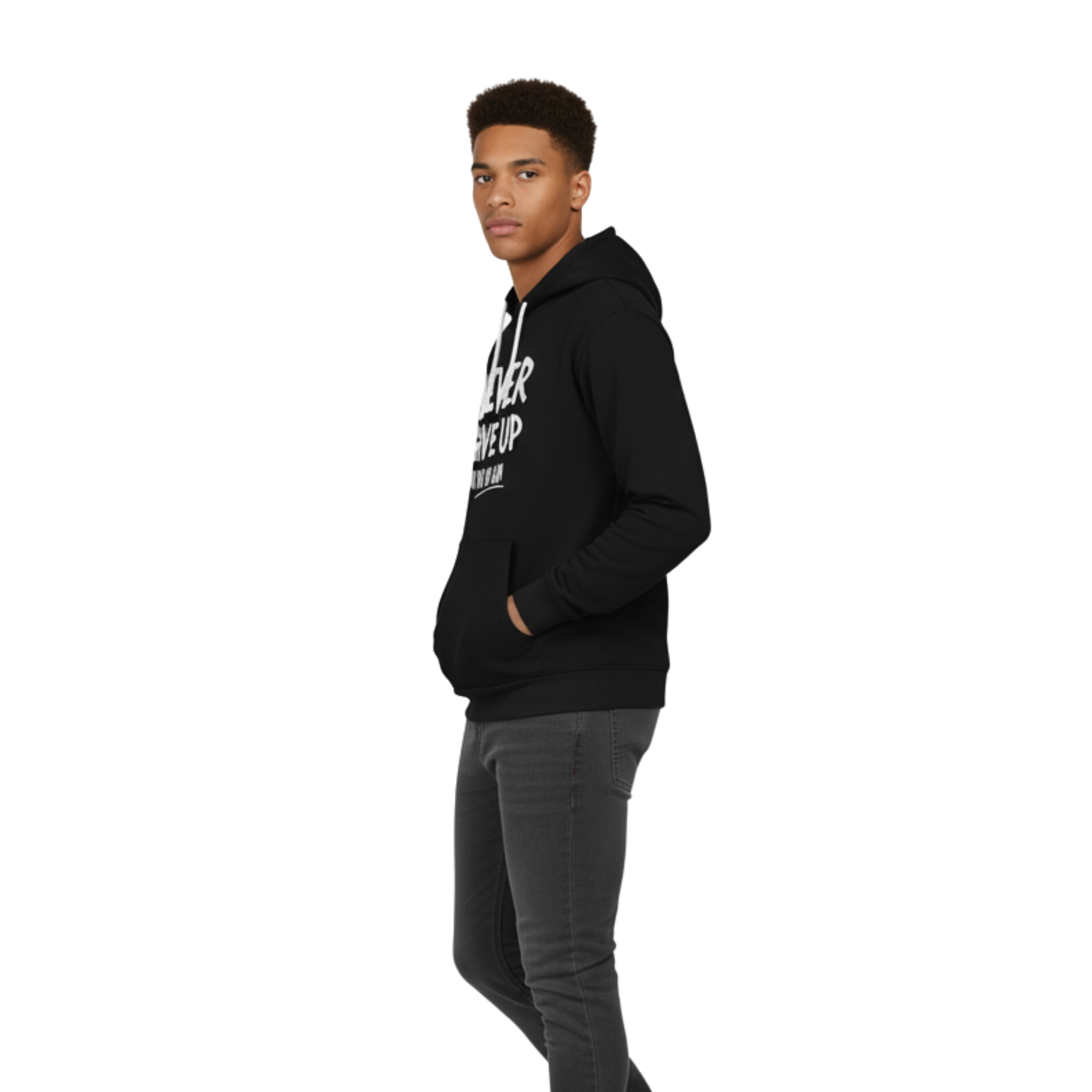 "Never Give Up" Navy Hoodie | No Pain. No Gain. Motivation