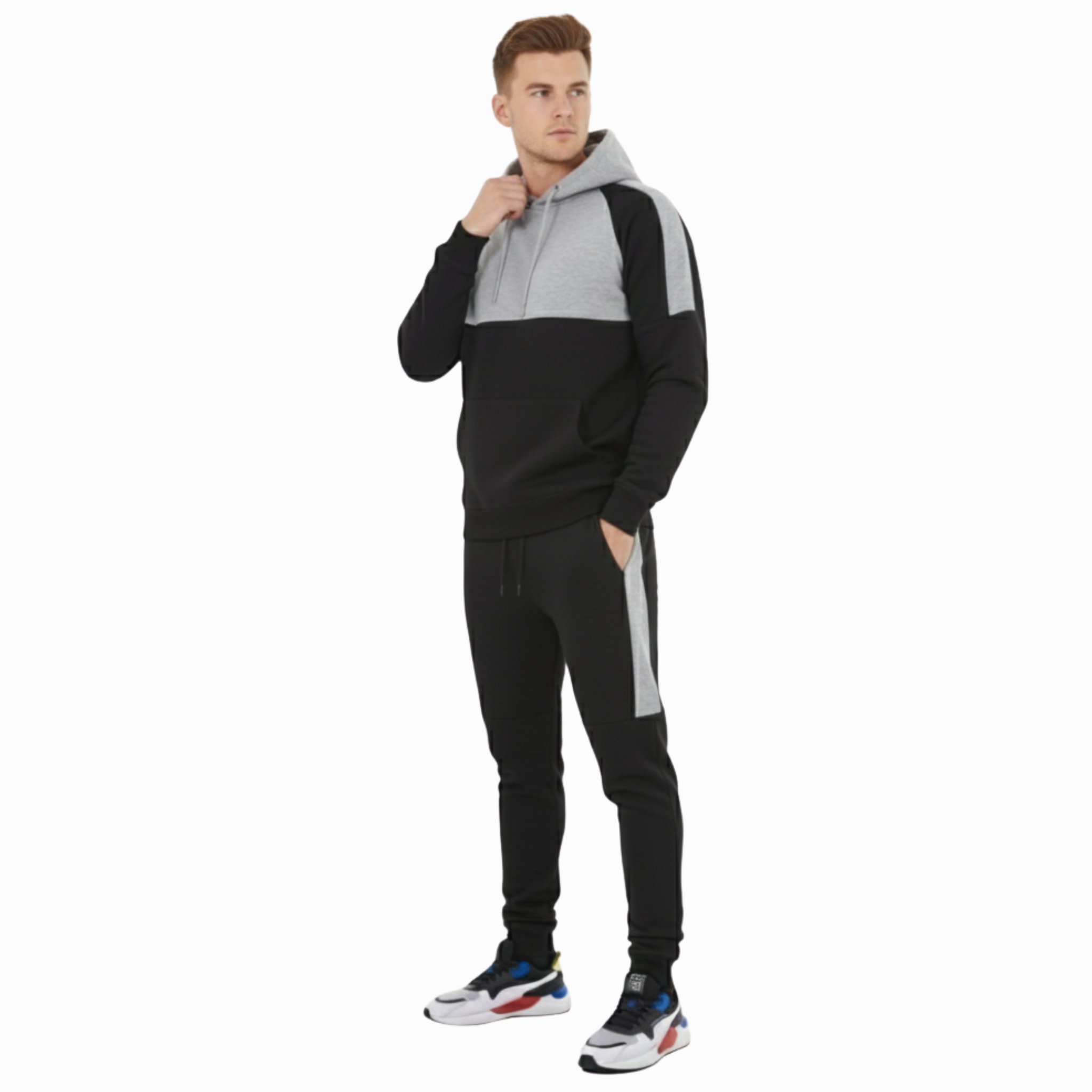 Men's Two-Tone Block Tracksuit | Premium Jogger & Hoodie Set