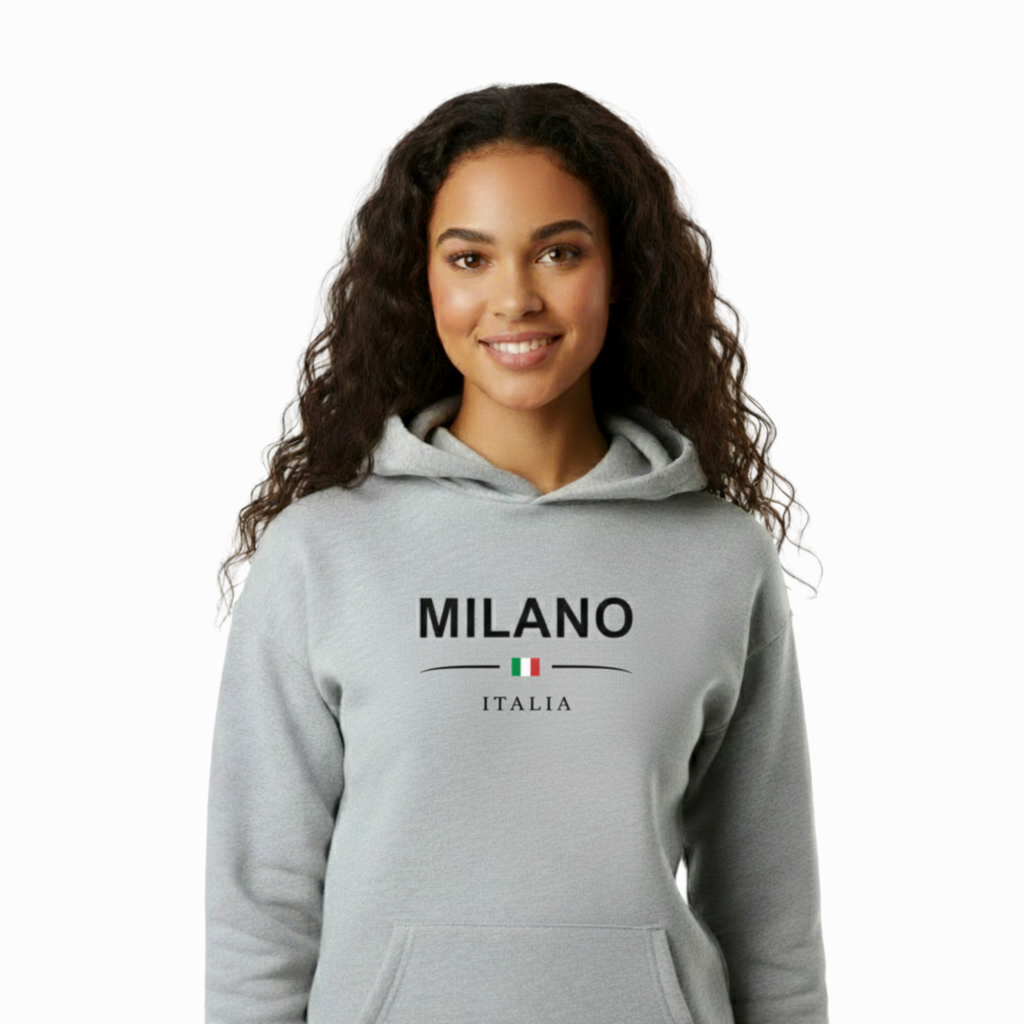 Women's Gray "MILANO est. 1989" Pullover Hoodie