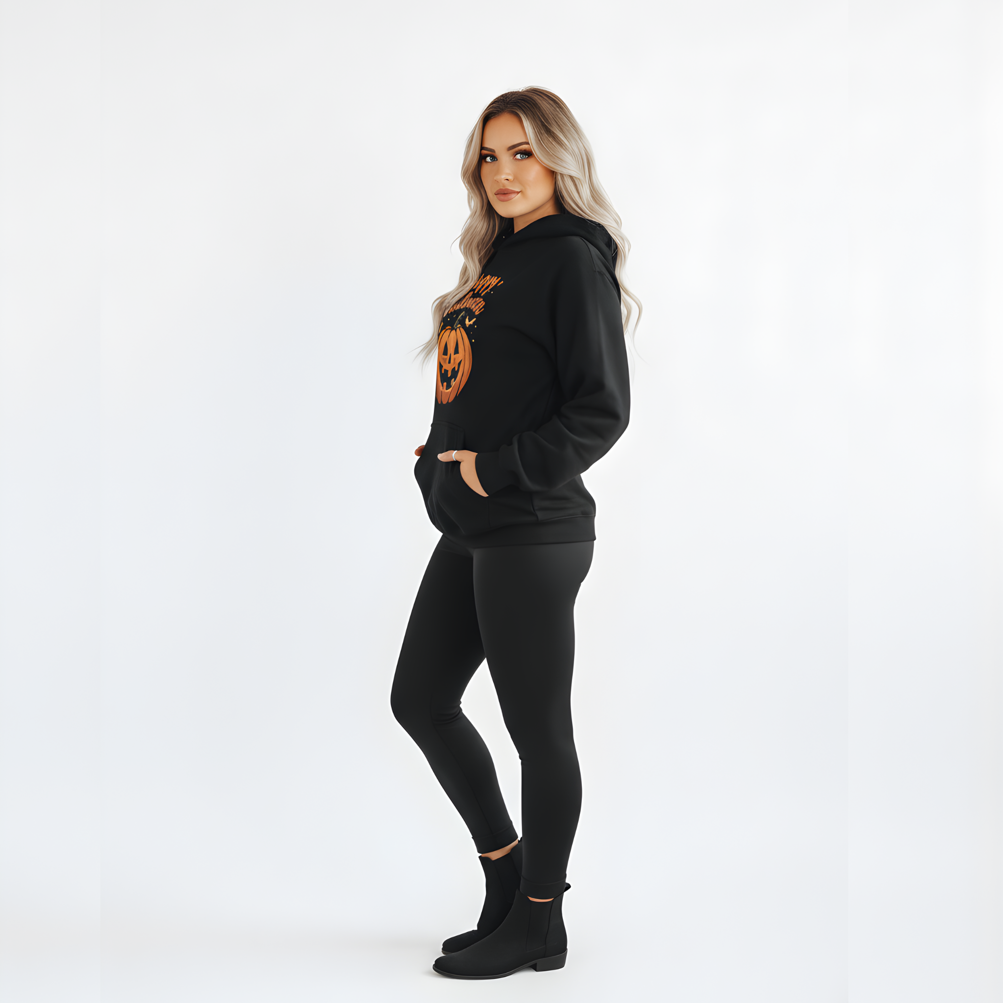 Happy Halloween Classic Jack-o'-Lantern Hoodie - Cozy Black Pumpkin Hoodie