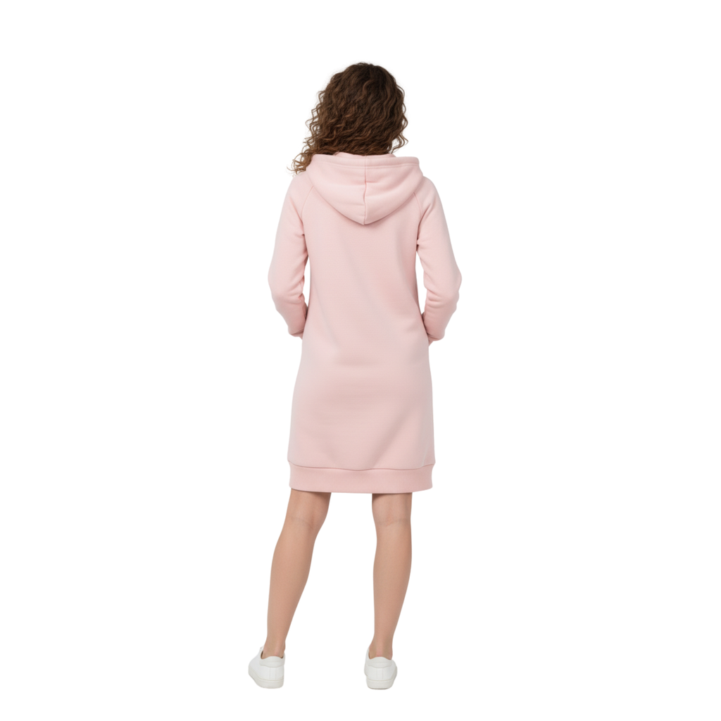 The Blush Pink Hoodie Dress - Cozy Loungewear with Pockets