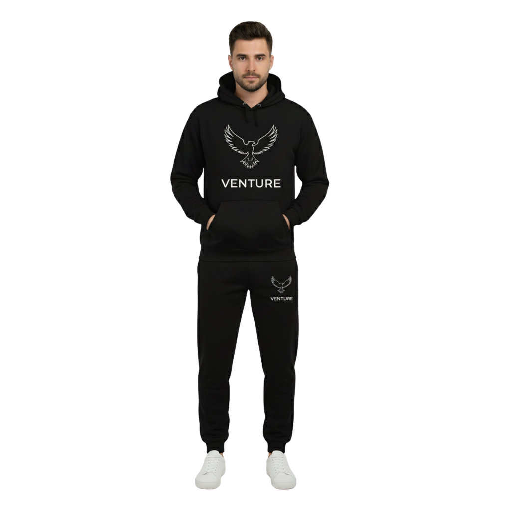 Venture Black Eagle Graphic Hoodie & Joggers Set