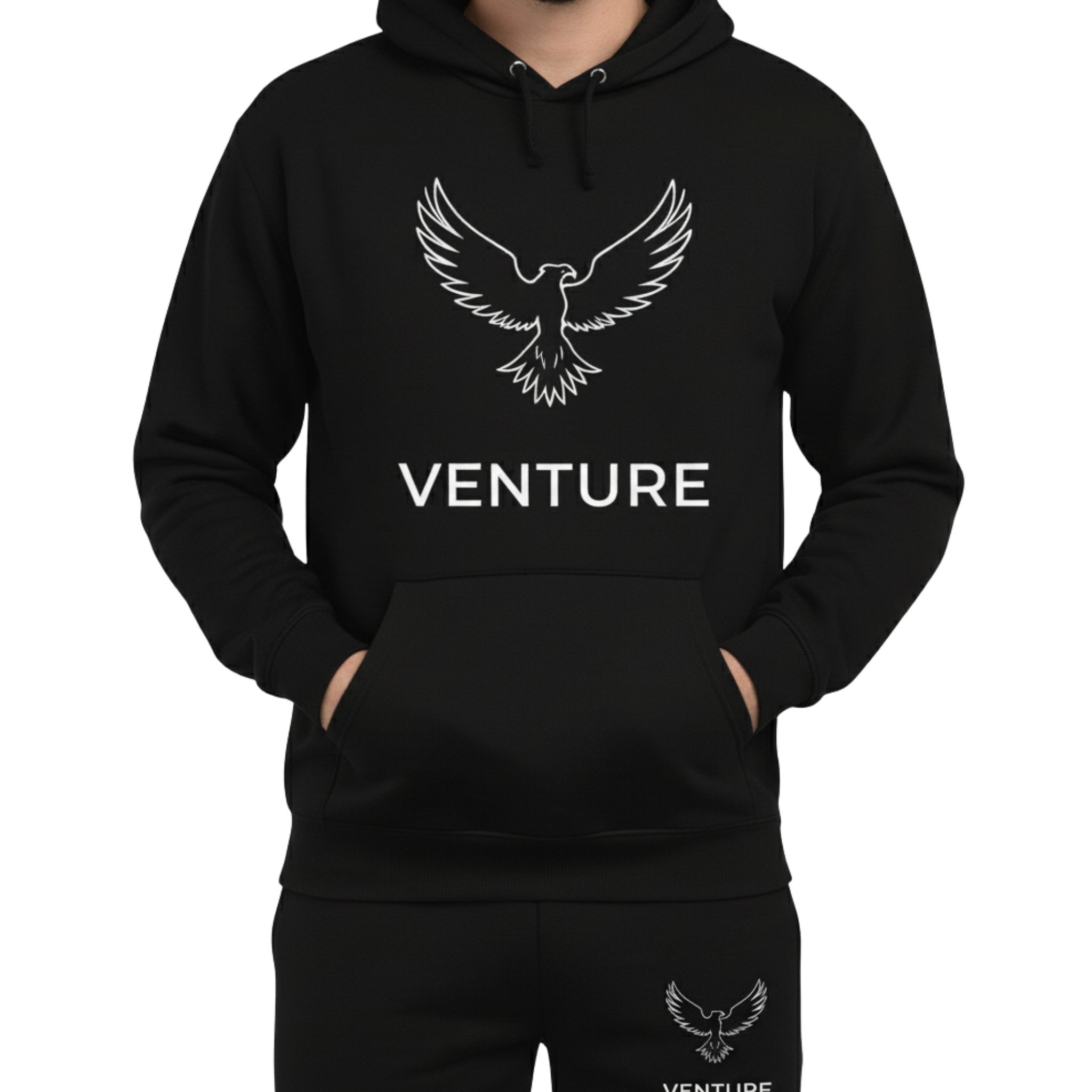 Venture Black Eagle Graphic Hoodie & Joggers Set