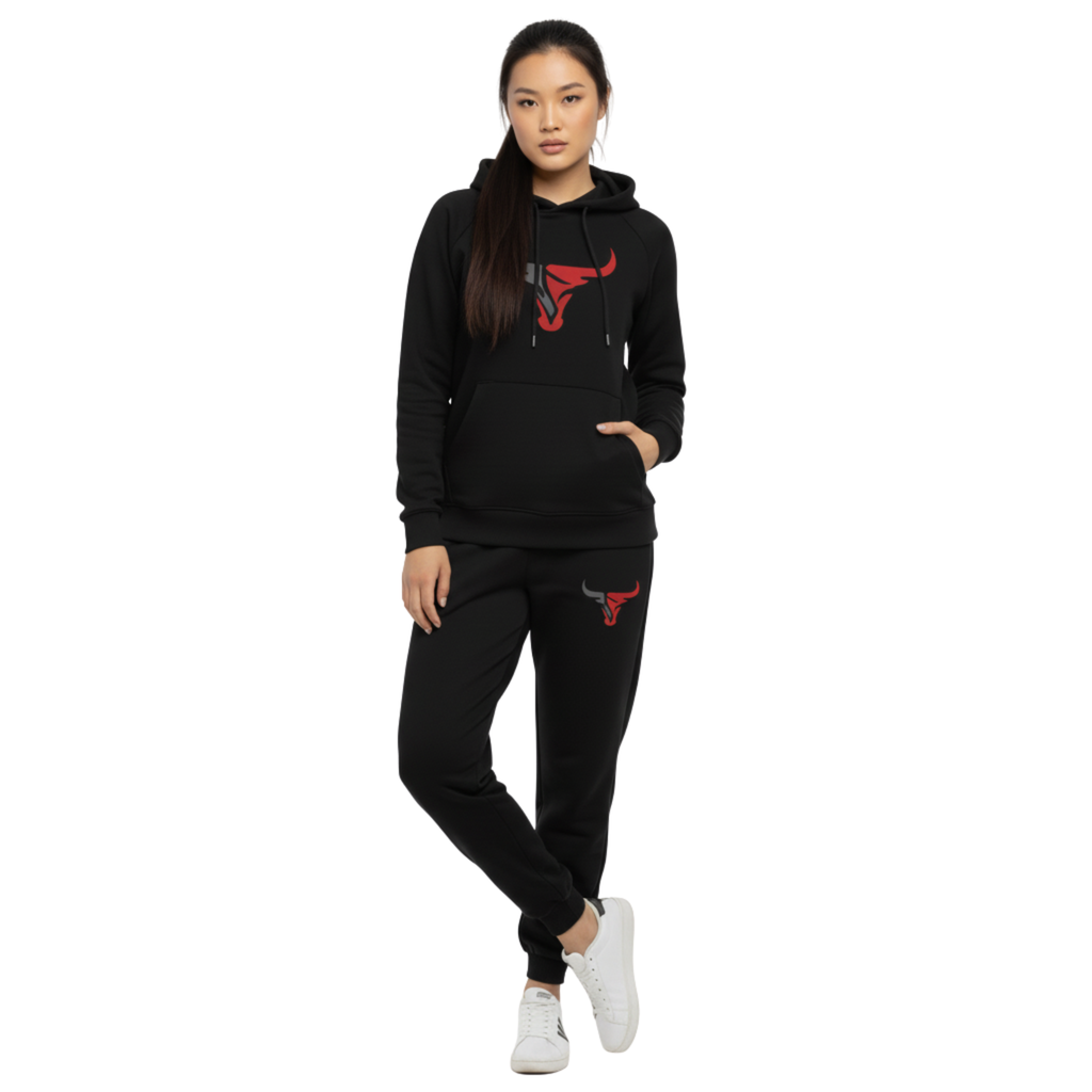 Raging Bull" Power Hoodie - Gym & Athleisure Black hoodie with Bull Head Logo