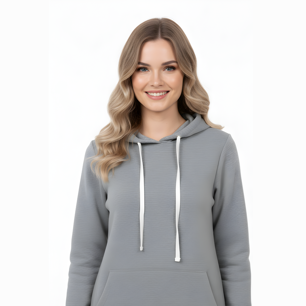 The Cozy Chic" Grey Knit Hoodie Dress - Loungewear Style with Pockets