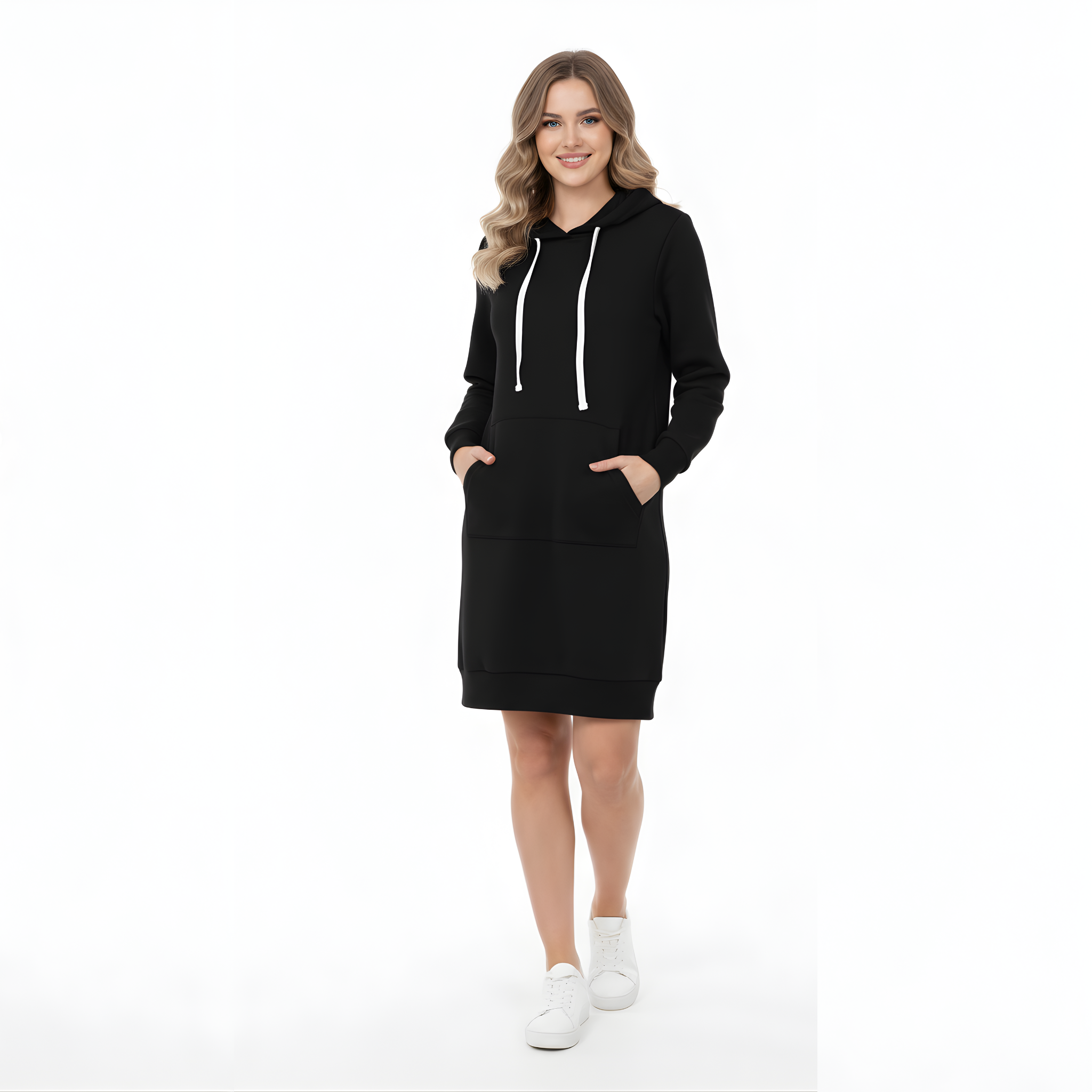 The Essential Black Hoodie Dress - Comfort Chic with Pockets