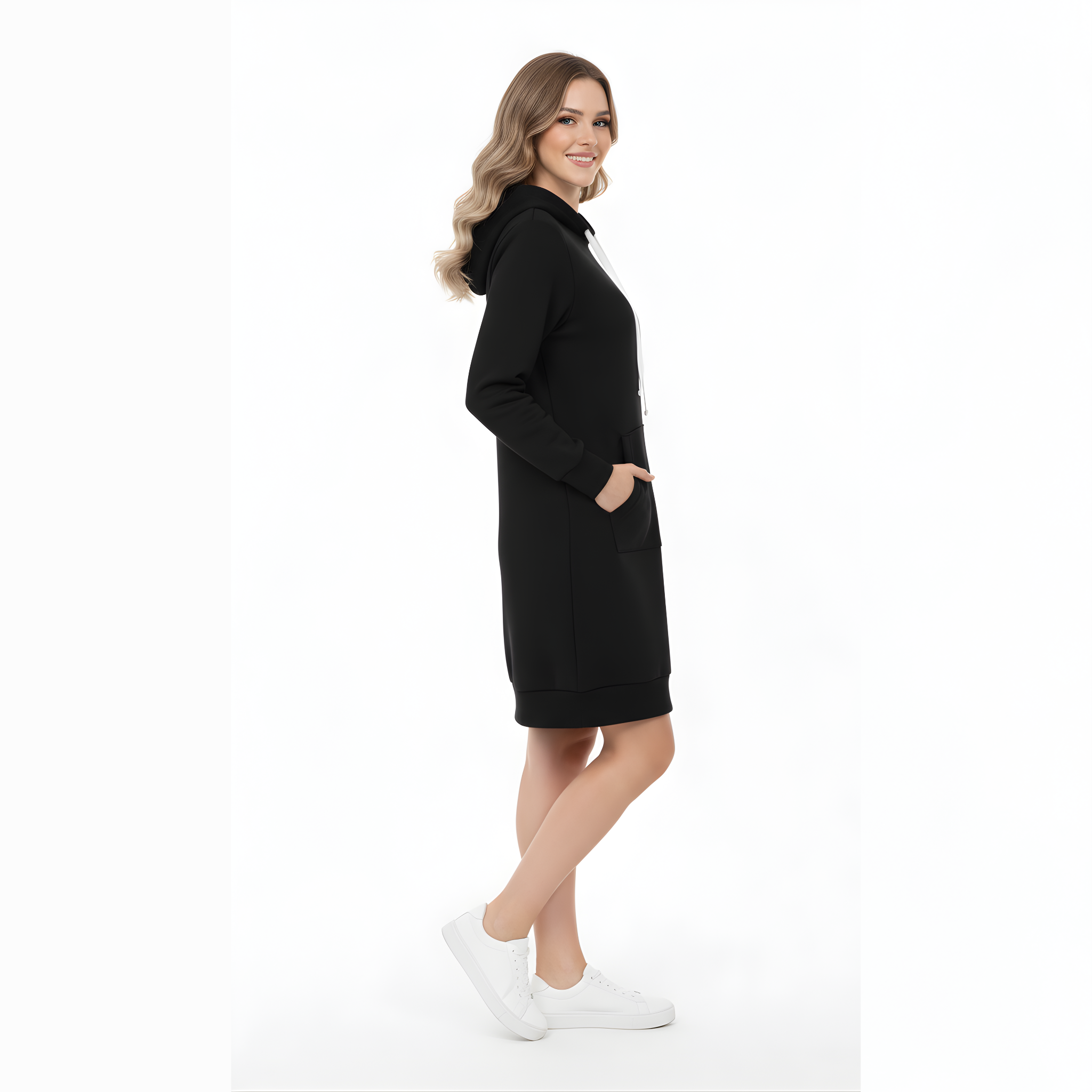 The Essential Black Hoodie Dress - Comfort Chic with Pockets