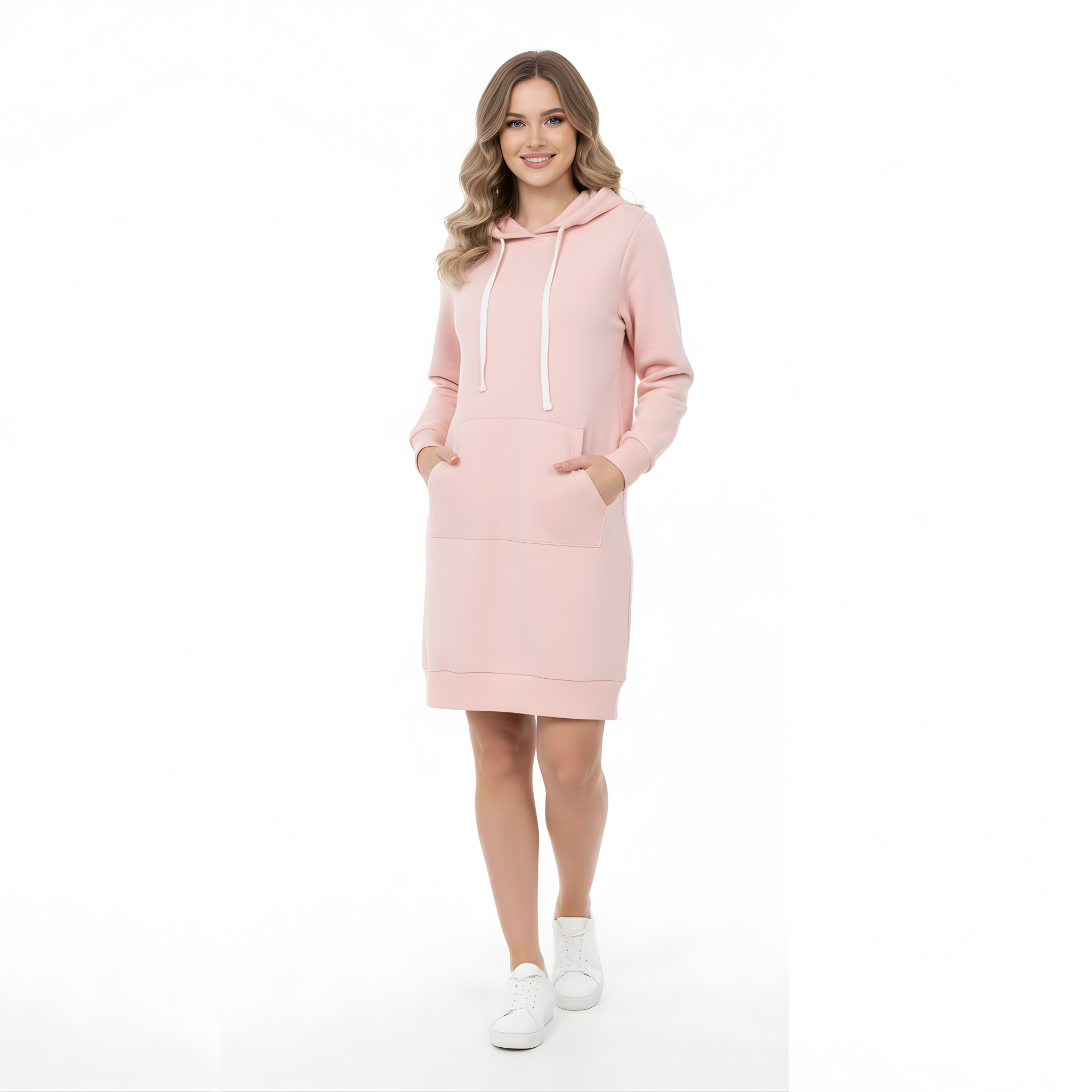 The Blush Pink Hoodie Dress - Cozy Loungewear with Pockets