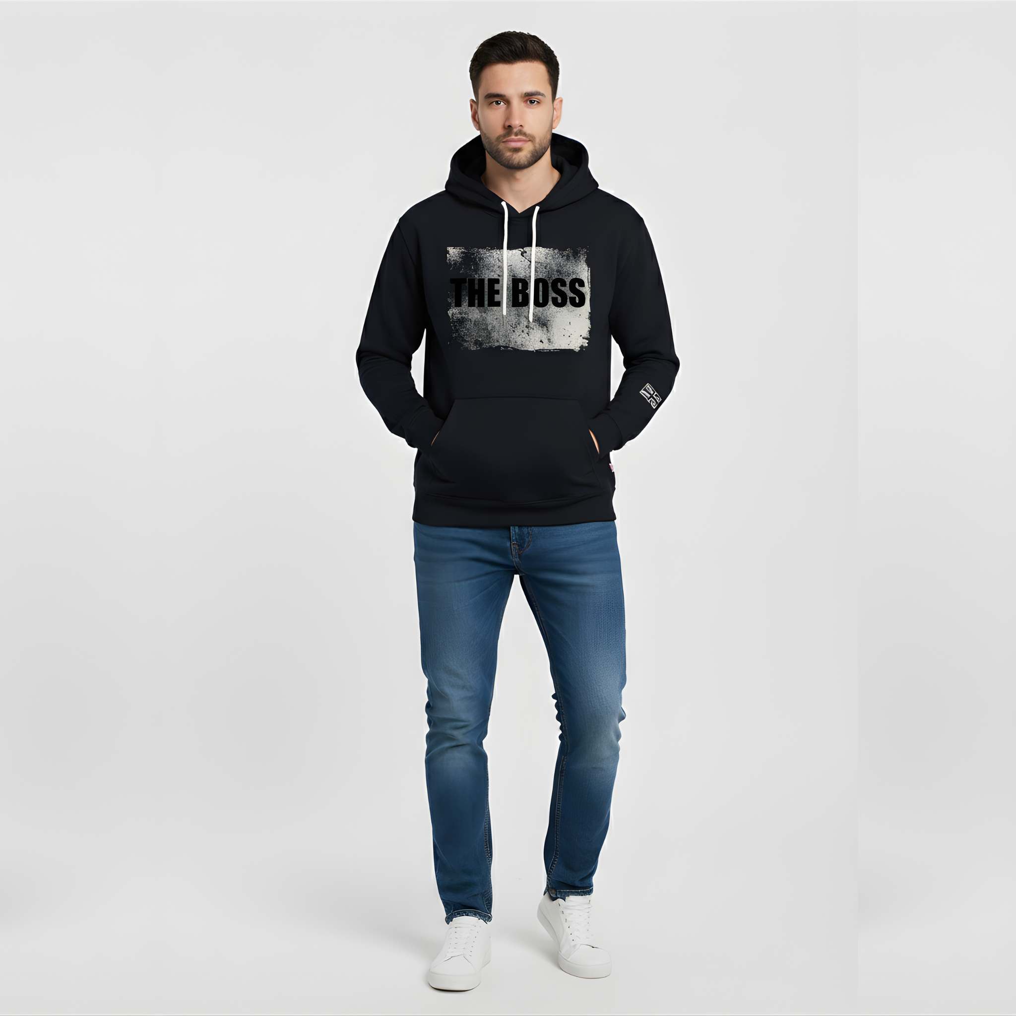 The Boss Hoodie | Bold Black & Distressed Graphic