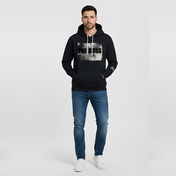 The Boss Hoodie | Bold Black & Distressed Graphic