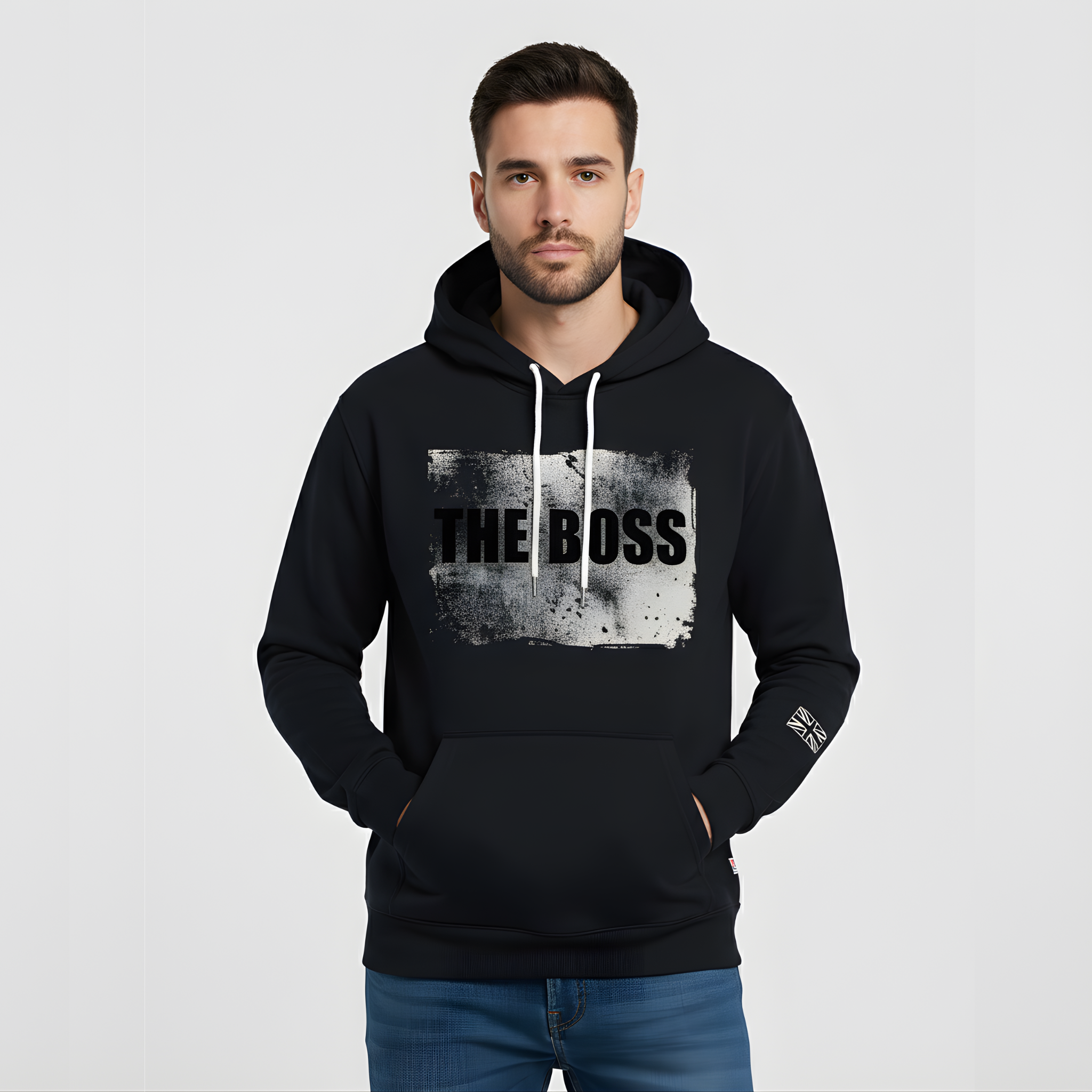 The Boss Hoodie | Bold Black & Distressed Graphic