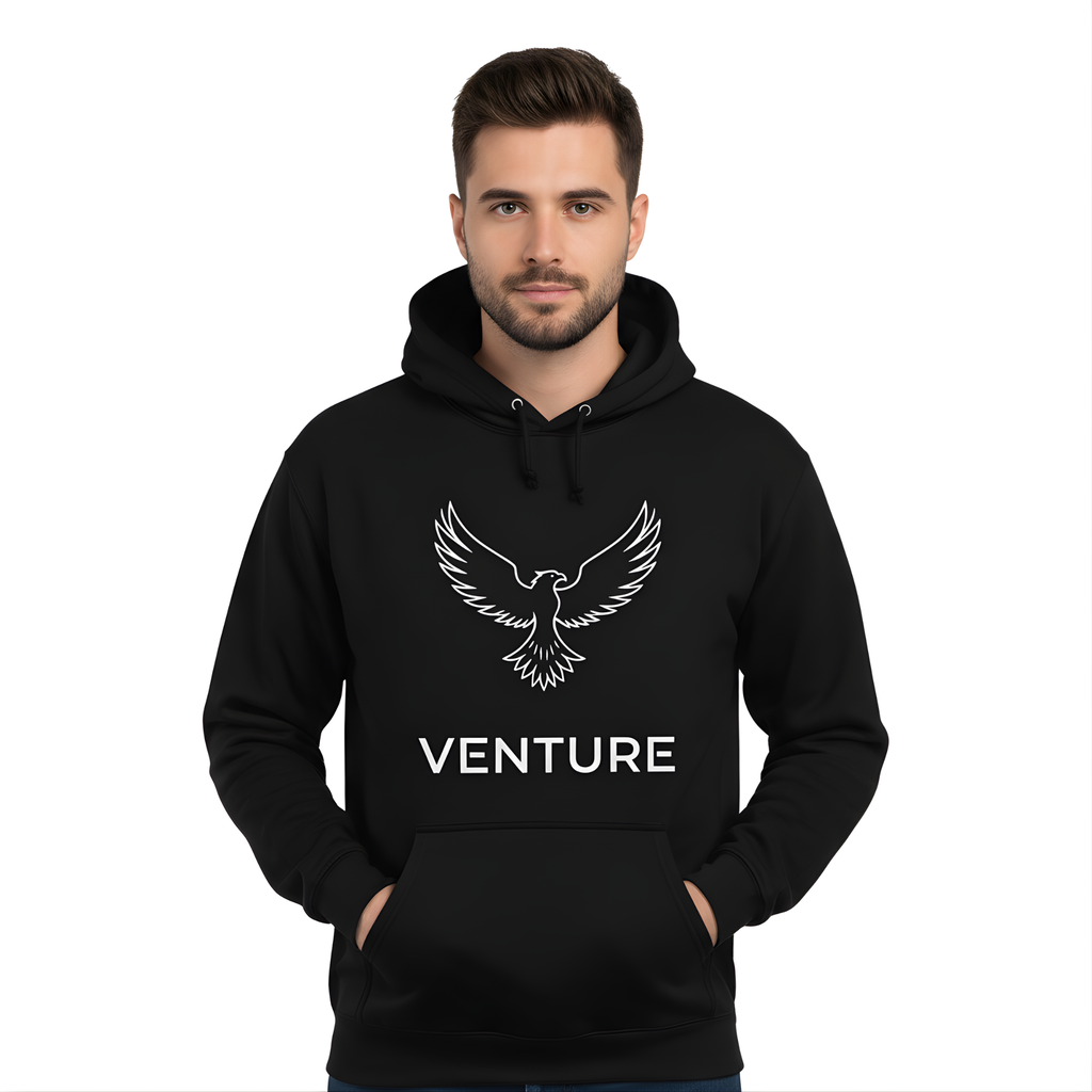 The "Venture" Black Hoodie | Free Spirit Eagle Graphic