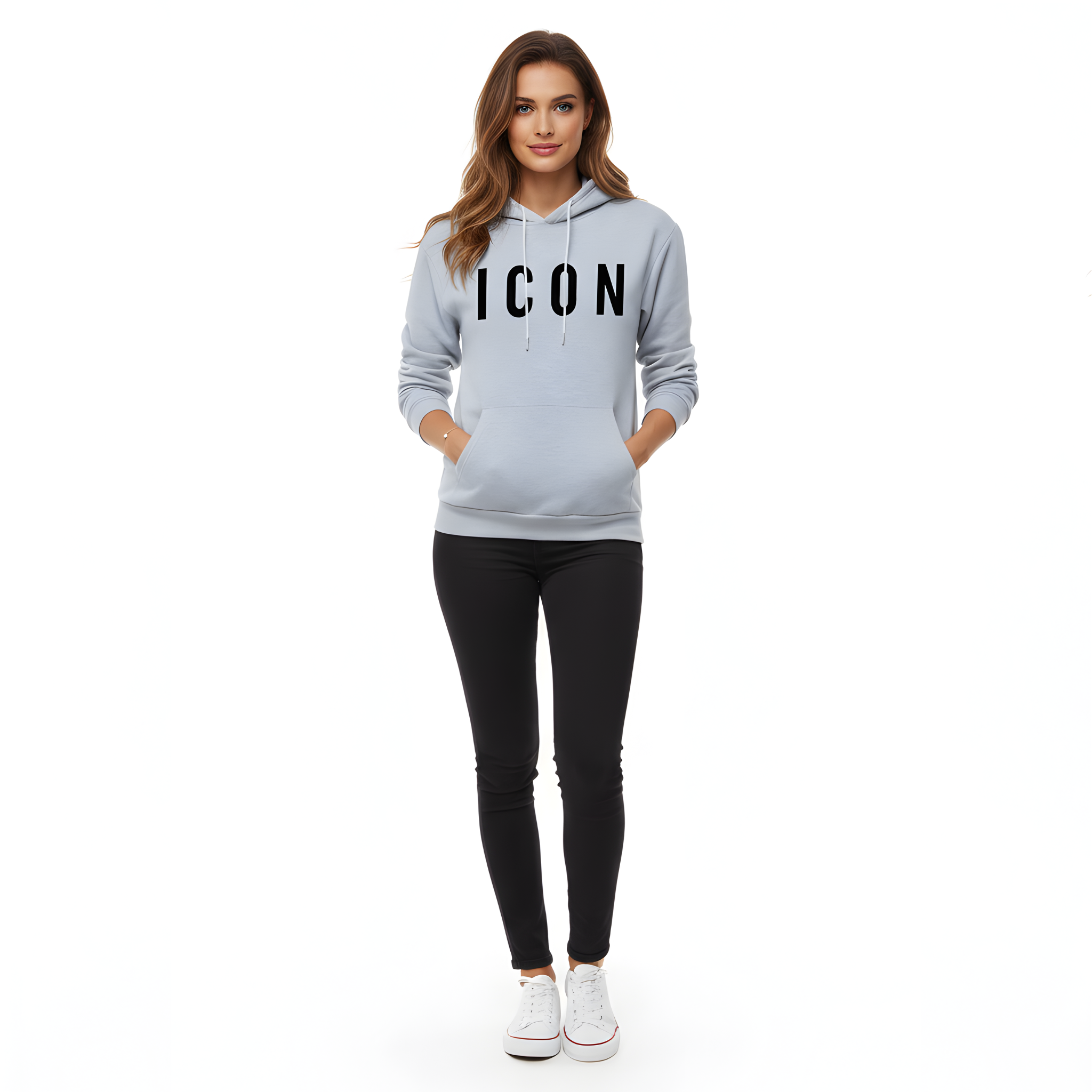 The ICON Hoodie | Soft Blue-Grey Statement Pullover