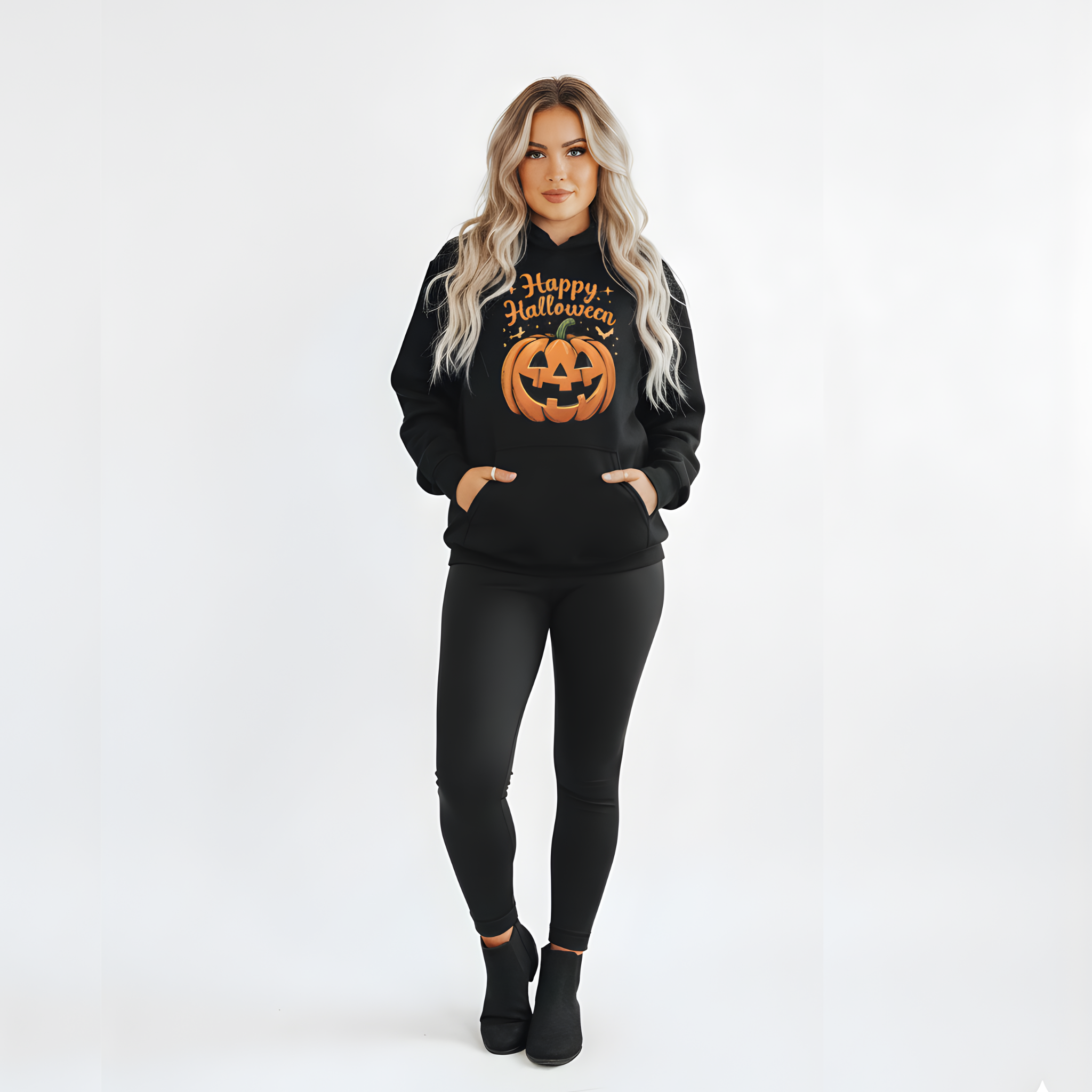 Happy Halloween Classic Jack-o'-Lantern Hoodie - Cozy Black Pumpkin Hoodie