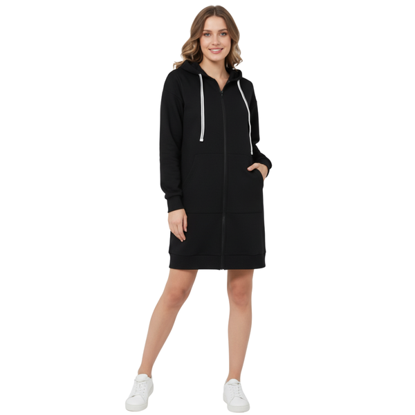 The Essential Black Hoodie Dress - Comfort Chic with Pockets
