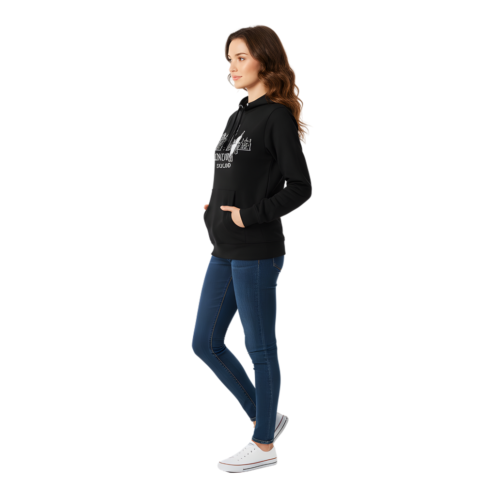 London England Skyline Hoodie - Black Pullover Sweatshirt