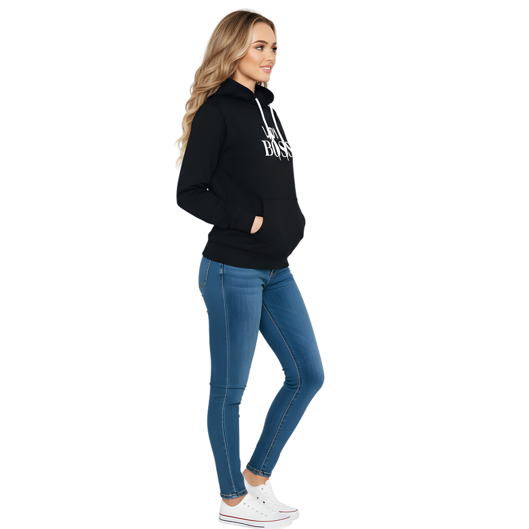 Lady Boss" Empowerment Hoodie - Black Pullover for Women