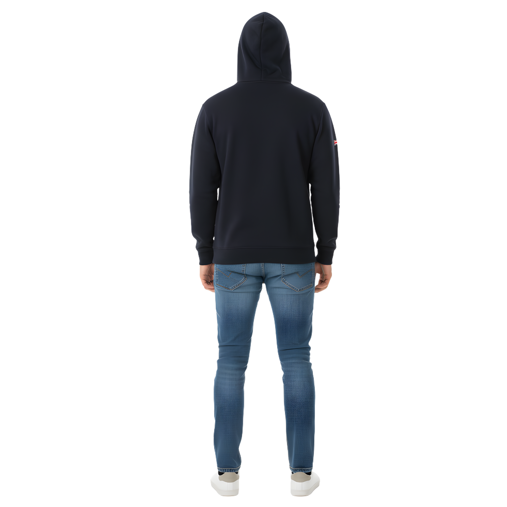 "FREEDOM" Graphic Hoodie - Men's Navy Blue Pullover with Flag Detail